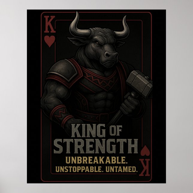 King of Strength Art – Powerful Bull Warrior Poster (Framsidan)