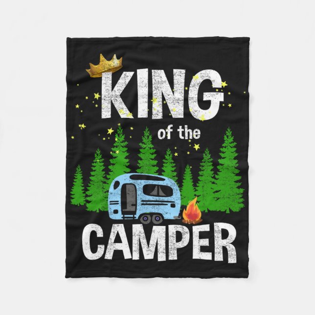 King Of The Camper Camping Travel Trailer Road Tra Fleecefilt (Framsidan)