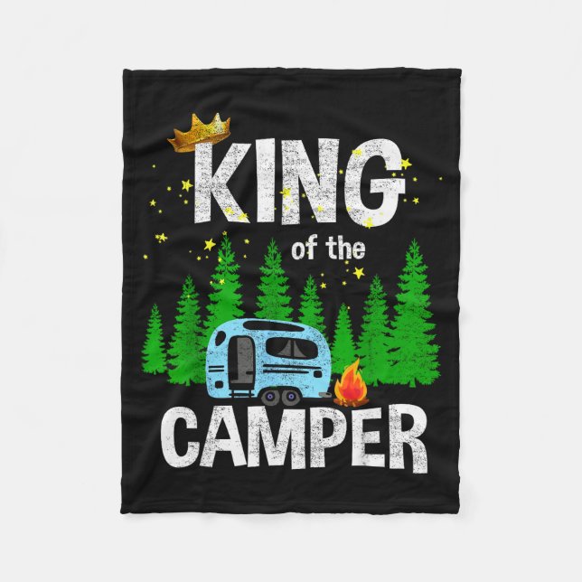 King Of The Camper Camping Travel Trailer Road Tra Fleecefilt (Framsidan)