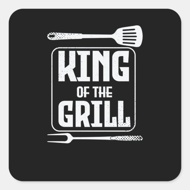 King of the GRILL Fyrkantigt Klistermärke (Framsida)
