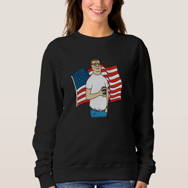 King of the Hill Hank Hill and American Flag Carto T Shirt (Framsida)