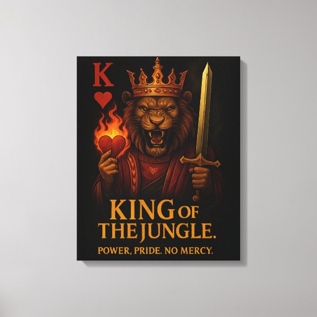 King of the Jungle Art – Powerful Lion and Fire Canvastryck (Framsida)
