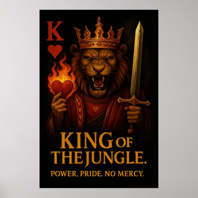 King of the Jungle Art – Powerful Lion and Fire Poster (Framsidan)