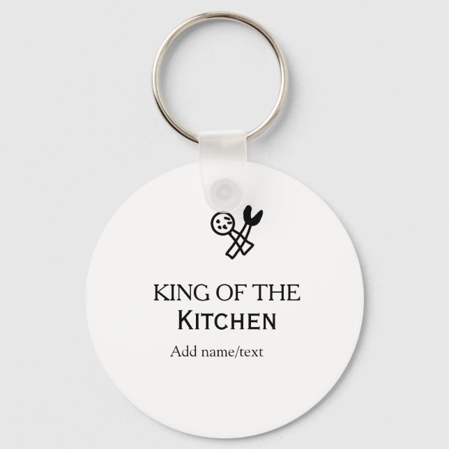 King of the kitchen chef cooking add name crown ha nyckelring (Framsida)