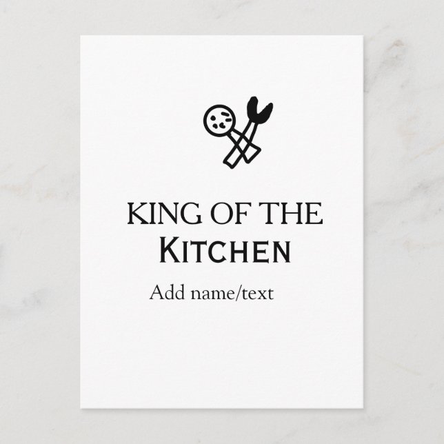 King of the kitchen chef cooking add name crown ha vykort (Framsida)