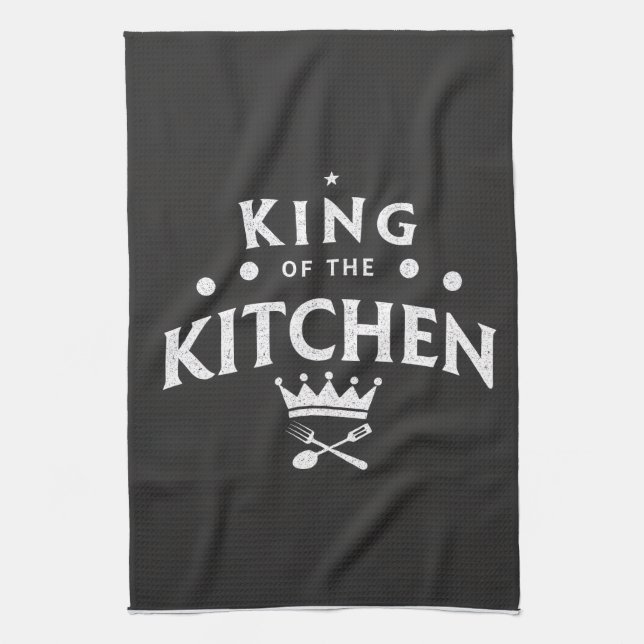 King of the Kitchen Crown – Funny Foodie Black Kökshandduk (Vertikal)