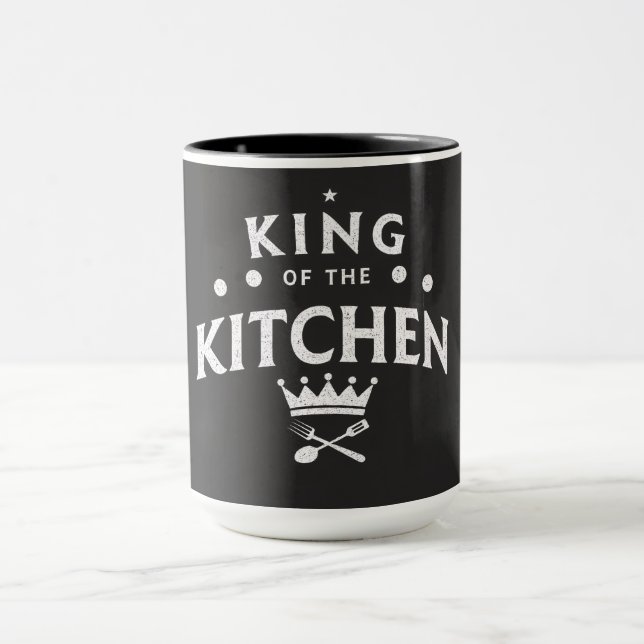 King of the Kitchen Crown – Funny Foodie Black Mugg (Center)