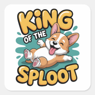King of the Sploot Funny Dog Lying Pose Gift Fyrkantigt Klistermärke