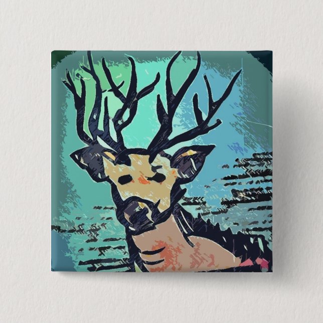 King Of The Wood /// Hirsch / Deer Button Pin Knapp (Framsida)