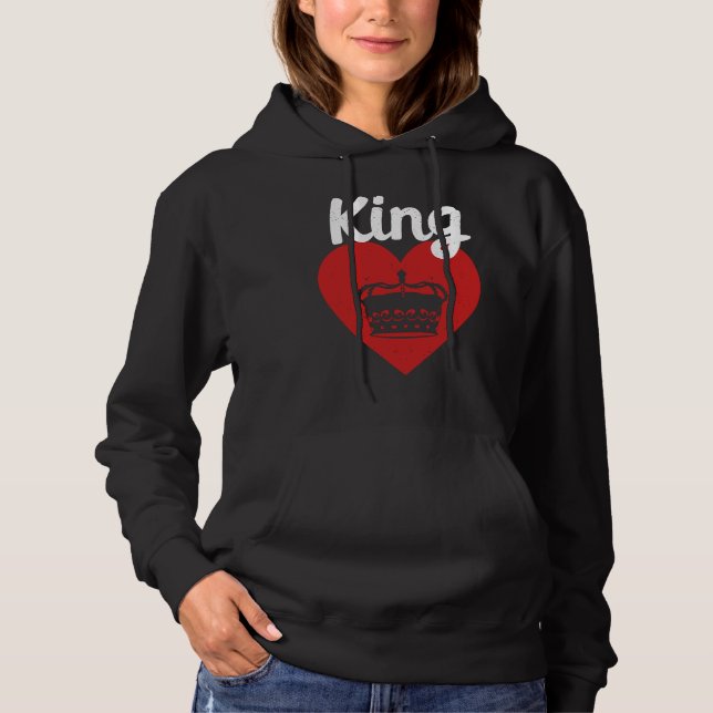 King Red Heart Crown Silhouette Couples Man Woman  T Shirt (Framsida)