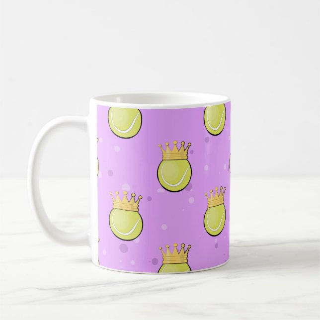 King Tennis - Seamless Pattern on Purple  Kaffemugg (Vänster)