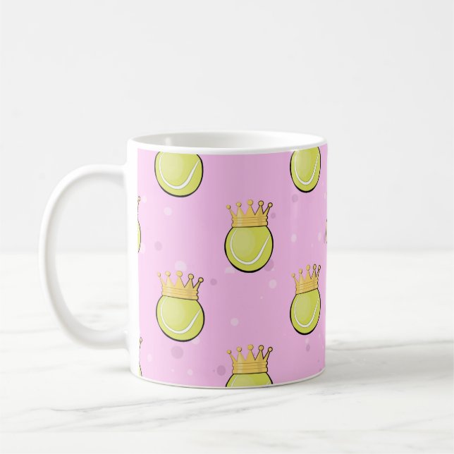 King Tennis - Sömlöst Mönster på Rosa Bakgrund  Kaffemugg (Vänster)