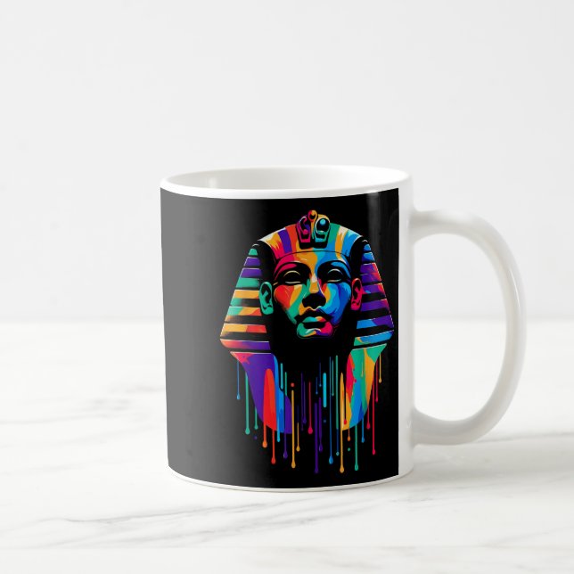 King Tut. Tutankhamun Minimalist Vibrant Style Chr Kaffemugg (Höger)