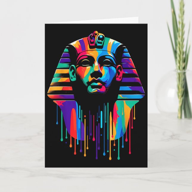 King Tut. Tutankhamun Minimalist Vibrant Style Chr Kort (Framsida)