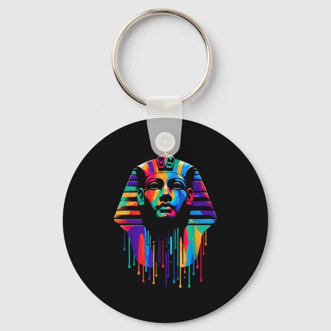 King Tut. Tutankhamun Minimalist Vibrant Style Chr Nyckelring (Framsida)