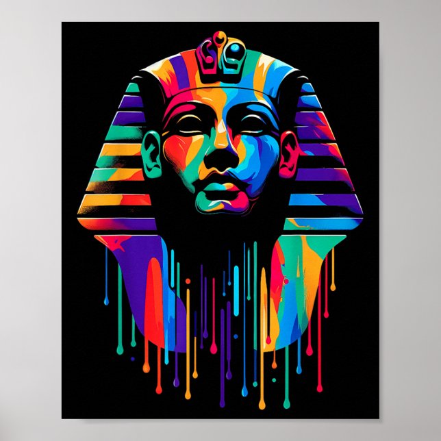 King Tut. Tutankhamun Minimalist Vibrant Style Chr Poster (Framsidan)