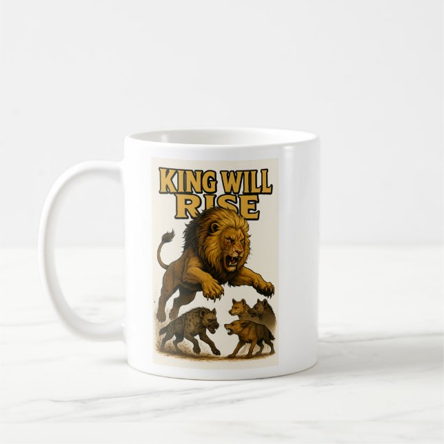 King Will Rise | Motivational Lion Art Kaffemugg (Vänster)