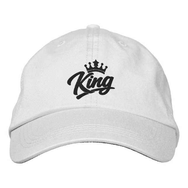 King With Crown Typography Broderad Keps (Framsida)