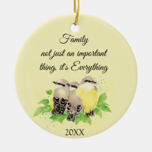 Kingbird Bird Inspirational Family Quote Art Julgransprydnad Keramik