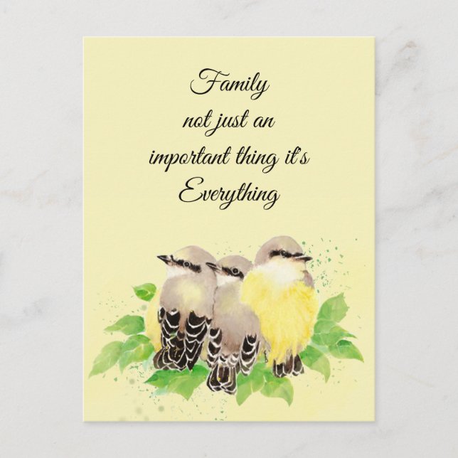 Kingbird Bird Inspirational Family Quote Art Vykort (Framsida)
