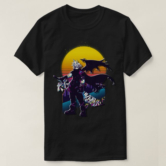 Kingdom Hearts Cloud Retrowave T Shirt (Design framsida)
