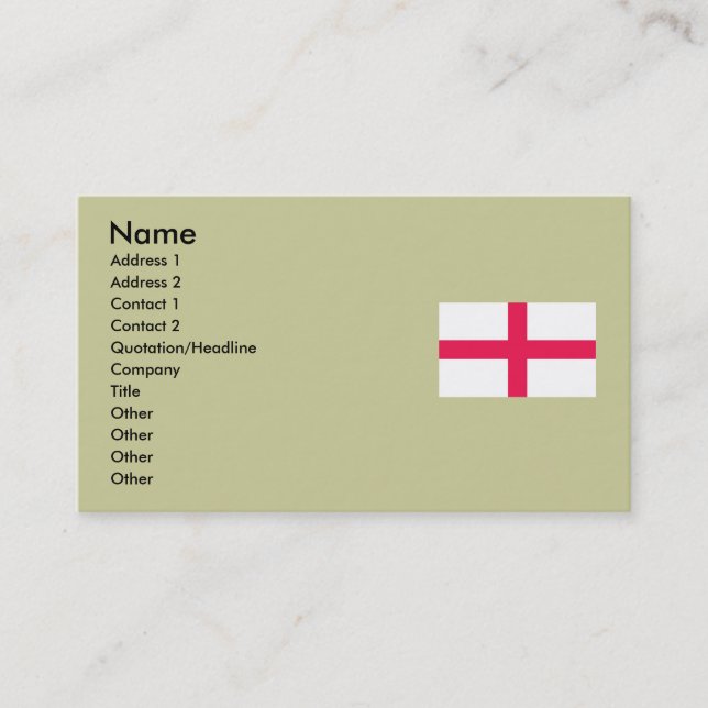 Kingdome av den England (kungarike av England) Visitkort (Framsida)