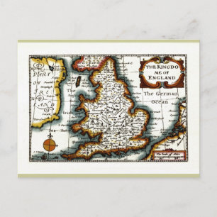 Kingdome of England (Konungariket England) Karta/F Vykort