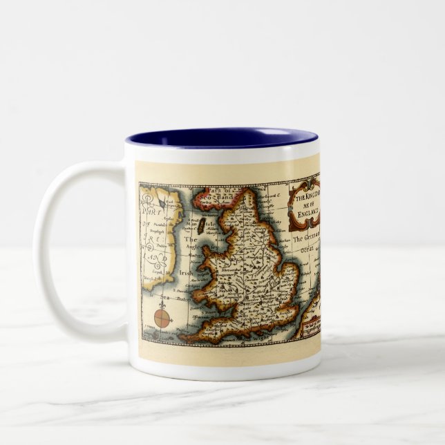 Kingdome of England Old Antiquarian Atlas Karta Två-Tonad Mugg (Vänster)