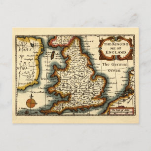 Kingdome of England Old Antiquarian Atlas Karta Vykort