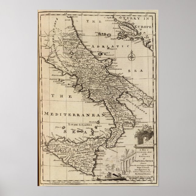 Kingdomer av Neapel och Sicilien, Italien Poster (Framsidan)