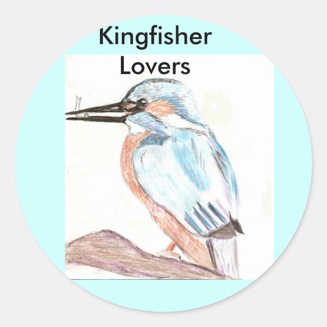 Kingfisher Älskare Runt Klistermärke (Framsida)