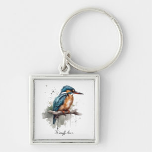 Kingfisher, anpassadet fyrkantig silverfärgad nyckelring