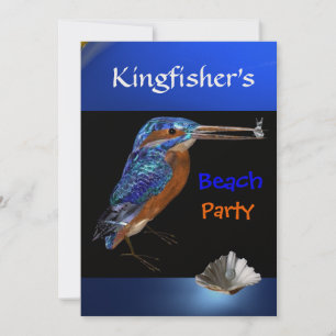 KINGFISHER BEACH PARTY, champagnemetall, svart Inbjudningar