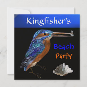 KINGFISHER BEACH PARTY, champagnemetall, svart Inbjudningar