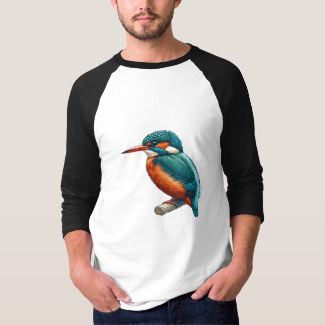 Kingfisher bird Basic 3/4 Sleeve Raglan T-Shirt (Framsida)