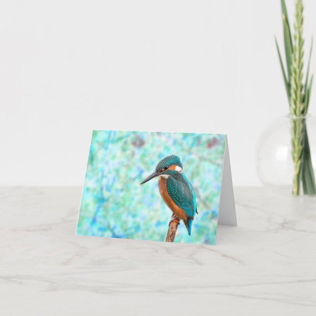 Kingfisher Bird Blue Abstrakt Anteckningskort (Framsida)
