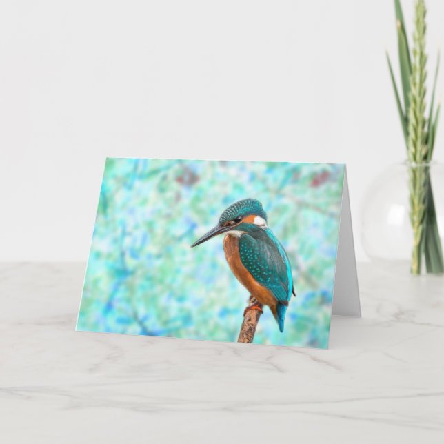 Kingfisher Bird Blue Abstrakt Kort (Framsida)