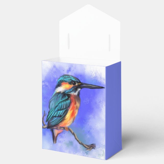 Kingfisher Bird Favor Box - Anpassade Presentaskar (Öppnad)