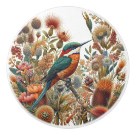 Kingfisher Bird Flora Ceramic pull Knopp