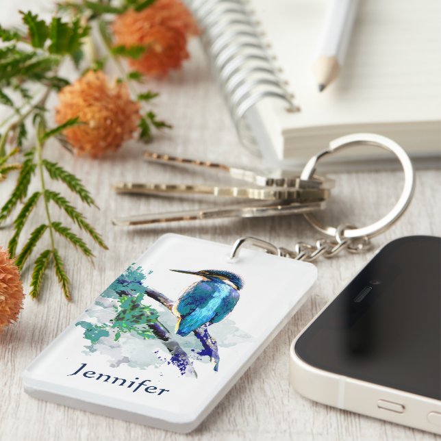 Kingfisher Bird Graphic Art Wildlife Animal Art Nyckelring (Högra Framsidan)