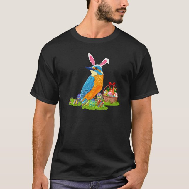Kingfisher Bird Påskägg Hunting Bunny Kingfishe T Shirt (Framsida)