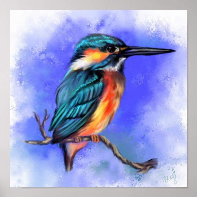 Kingfisher Bird Poster - Målning (Framsidan)