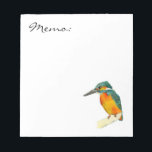 Kingfisher Bird Watercolor Painting Anteckningsblock<br><div class="desc">Det här är en vattenfärgsmålning av en kungsfågel. Det är sitta på kant i gren. Fågeln har ljusa färger. Orange och gult på hans mage och grönt på hans huvud och vingar. Han är tittar på andra vägar.</div>