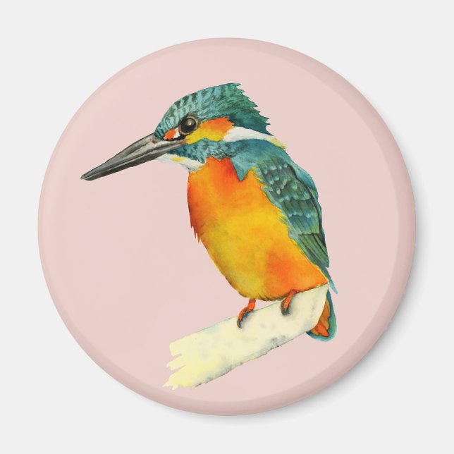 Kingfisher Bird Watercolor Painting Magnet (Framsidan)