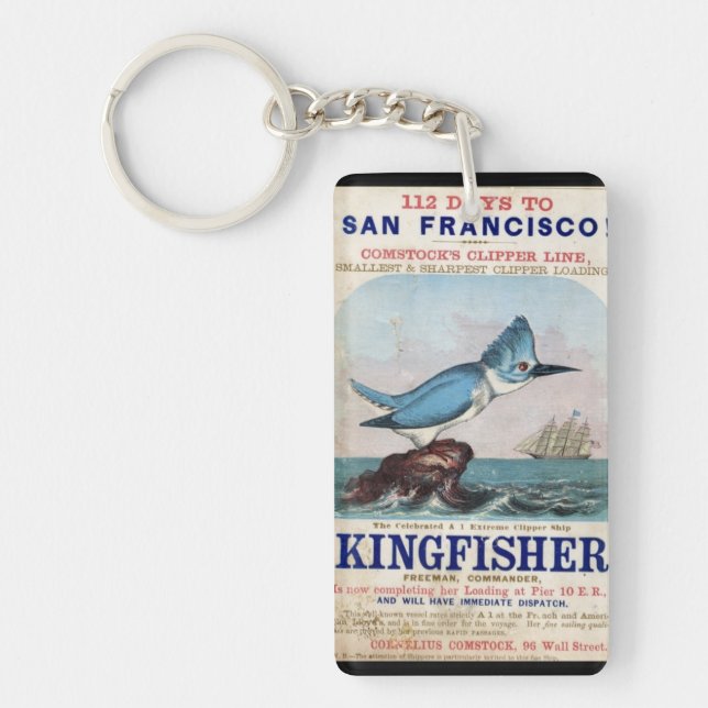 Kingfisher Clipper segelfartyg 1855 Nyckelring (Framsidan)
