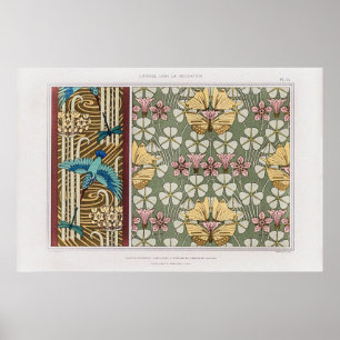 Kingfisher, Dragonflies och Blommar Rush Poster
