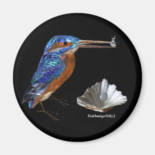 KINGFISHER , Elblått, svart Magnet