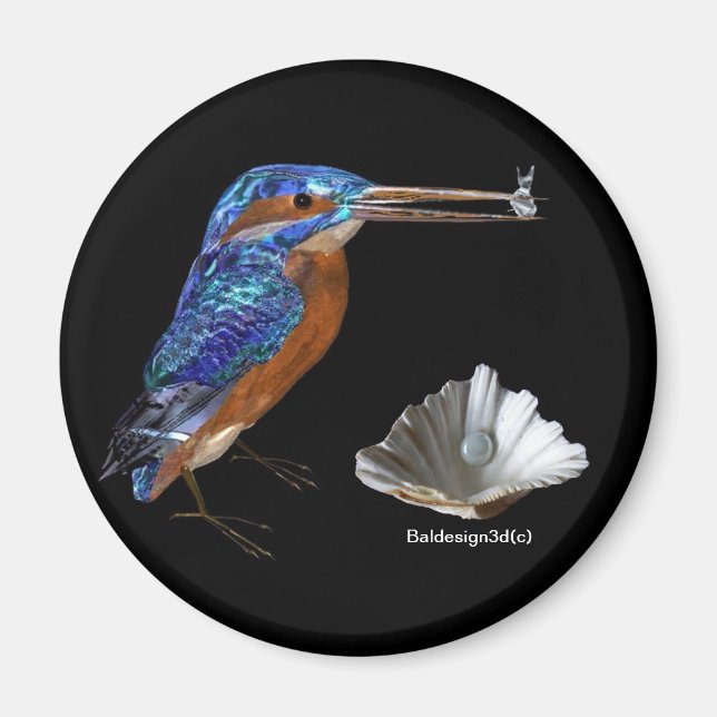 KINGFISHER , Elblått, svart Magnet (Framsidan)