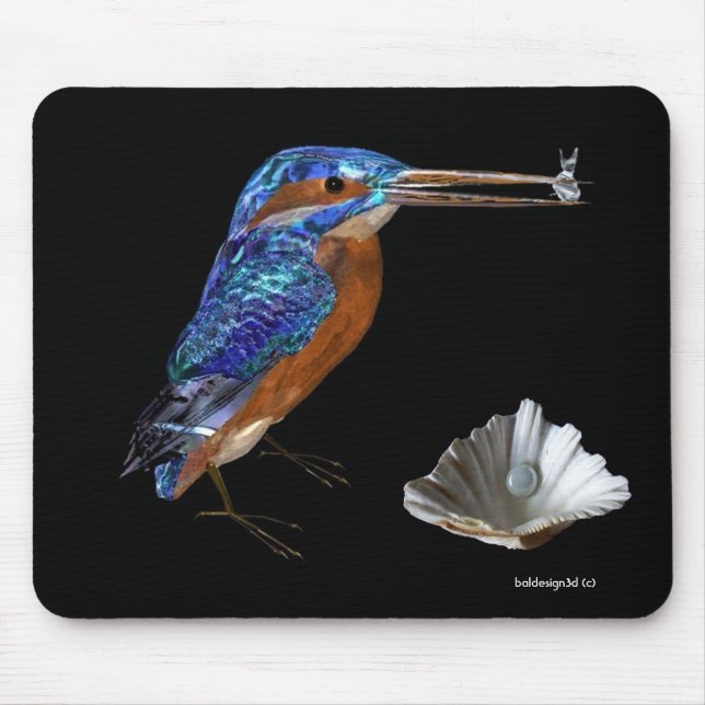 KINGFISHER , Elblått, svart Musmatta (Framsidan)