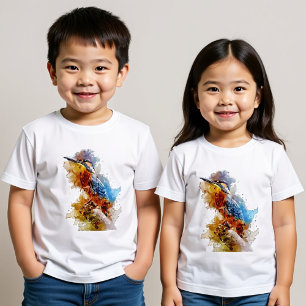 Kingfisher ensam med liten fågel på en peruk t shirt